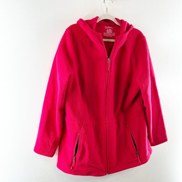 L.L. Bean Polartec Long Sleeve Hooded Fleece Full Zip Jacket Red XL - Picture 9 of 9